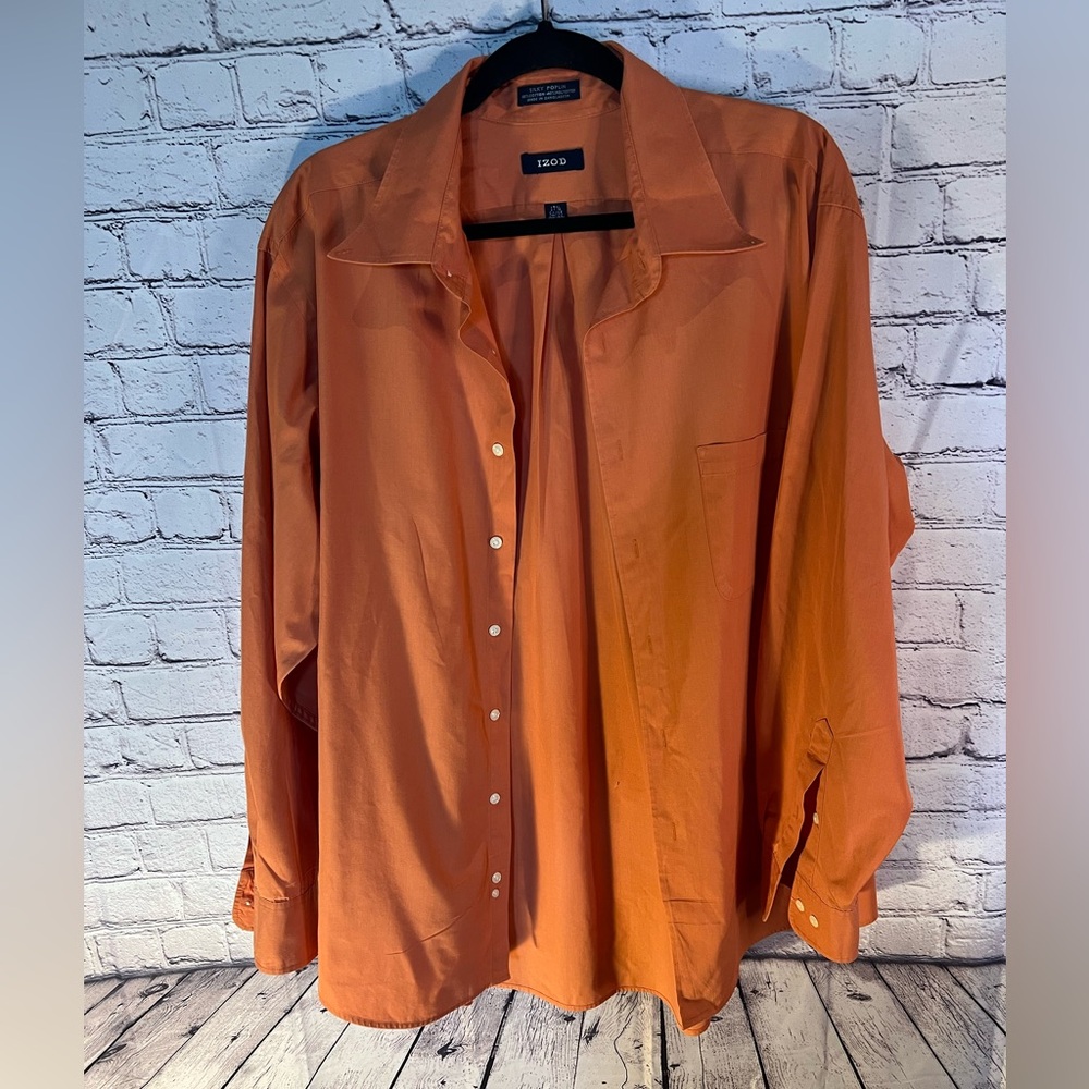 Izod Men's Casual Orange Button-Down Shirt
